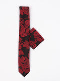 Peiro Butti Tie with Pocket Square Maroon with Brown Leaf Pattern PBTPS033