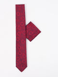 Piero Butti Tie with Pocket Square Maroon Big Polka Dot Paisley Print PBTPS039