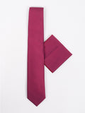 Pierre Cavelli Tie & Pocket Square  Maroon Self Weaved PCTPS006
