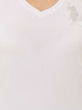 U.S. Polo Assn. Women T-Shirt V Neck Slim White VR013 USTSW018