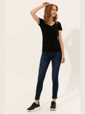 U.S. Polo Assn. Women T-Shirt V Neck Slim Black VR046 USTSW019