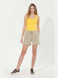USPA Women T-Shirt Round Neck Sleeveless Light Yellow VR004 USTSW026