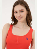 USPA Women T-Shirt Round Neck Sleeveless Risk Red VR213 USTSW027
