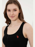 USPA Women T-Shirt Round Neck Sleeveless Black VR046 USTSW030
