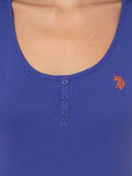 USPA Women T-Shirt Round Neck Sleeveless Royal Blue VR213 USTSW031