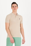 USPA Polo Shirt Men Stone VR049 USPOM234 Single Color Horse US Polo Assn.