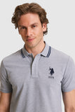 USPA Men Polo Shirt BP#3 USPA Grey Melange VR086 USPOM355 US Polo Assn.