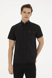 USPA Shirt Men Black VR046 USPSH334 Regular Half Sleeve US Polo Assn. USPA