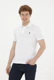 USPA Polo Shirt Men White VR013 USPOM254 Single Color Horse US Polo Assn.