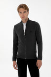 USPA Men Cardigan Zipper Anthracite Melange VR081 USPCN084 US POLO ASSN.
