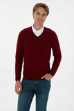 USPA Men Jumper V/Neck Bordeaux VR014 USPJR392 US POLO ASSN.