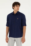 USPA Shirt Men Navy VR033 USPSH309 Custom Full Sleeve US Polo Assn.