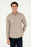 USPA Men Shirt  Cedro S F/S Khaki VR027 USPSH369 US Polo Assn.