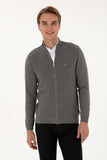 USPA Men Cardigan Zipper Grey Melange VR086 USPCN083 US POLO ASSN.