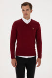 USPA Men Jumper V/Neck Bordeaux VR014 USPJR393 US POLO ASSN.