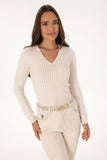 USPA Women Jumper V/Neck Cream VR159 USPJR409 US POLO ASSN.
