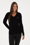 USPA Women Jumper V/Neck Black VR046 USPJR388 US POLO ASSN.