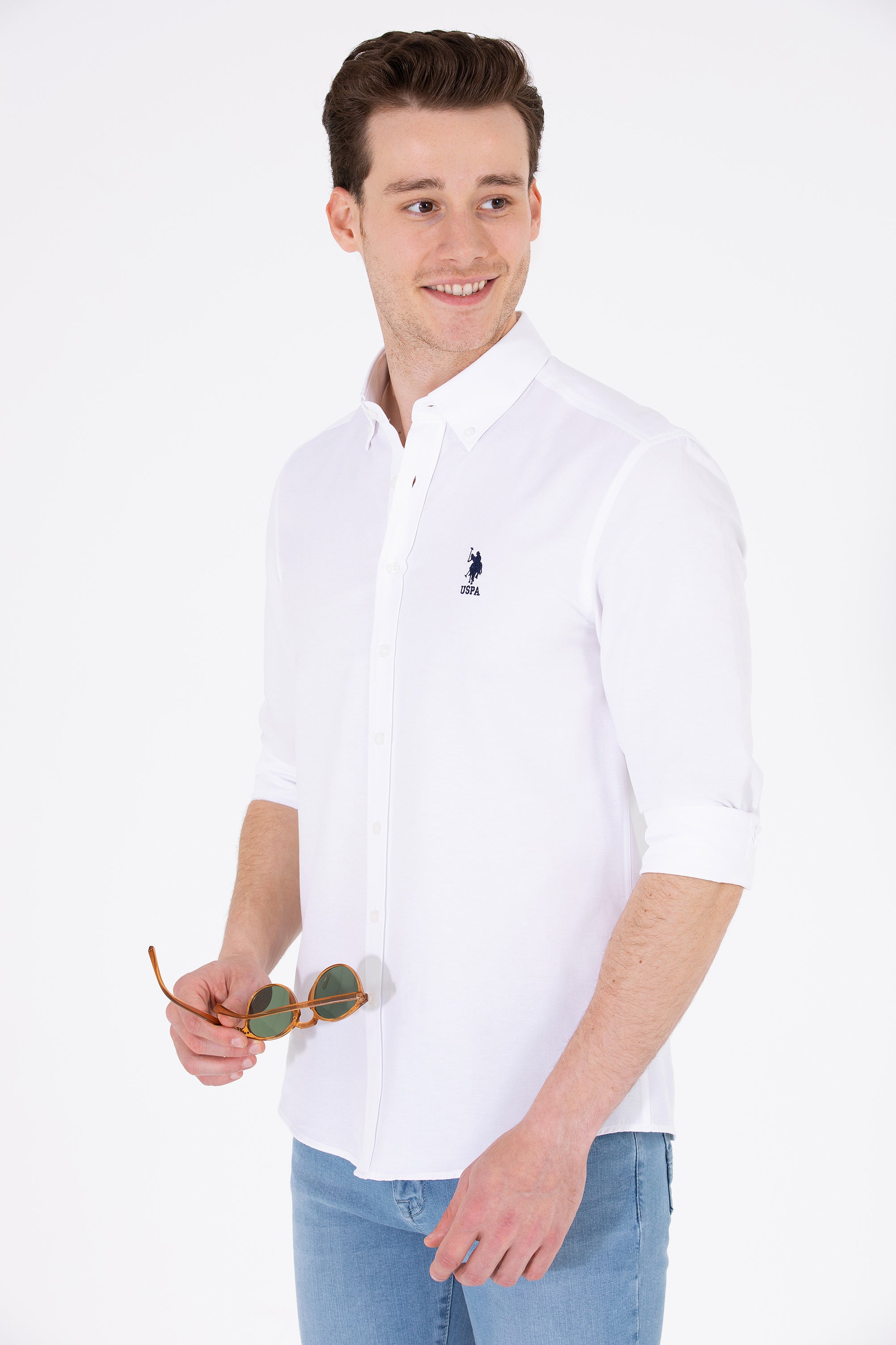 US Polo Men Shirt Slim White VR013 USPSH295 USPA – WARDROBE