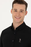 USPA Shirt Men Black VR046 USPSH338 Slim Full Sleeve US Polo Assn.