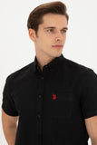 USPA Shirt Men Black VR046 USPSH334 Regular Half Sleeve US Polo Assn. USPA