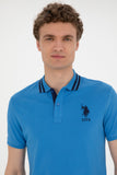 USPA Polo Shirt  Men Sax VR045 USPOM220 Big Pony Logo Number 3 US Polo Assn.