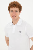 USPA Polo Shirt Men White VR013 USPOM254 Single Color Horse US Polo Assn.