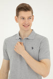 USPA Polo Shirt Men Grey Mélange VR086 USPOM249 Single Color Horse US Polo Assn.