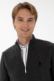 USPA Men Cardigan Zipper Anthracite Melange VR081 USPCN084 US POLO ASSN.