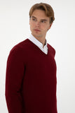 USPA Men Jumper V/Neck Bordeaux VR014 USPJR392 US POLO ASSN.