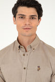 USPA Men Shirt  Cedro S F/S Khaki VR027 USPSH369 US Polo Assn.