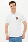 US Polo Assn. White Men Polo Shirt Multi Color Horse VR013 USPOM179 USPA