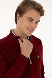 USPA Men Cardigan Zipper Bordeaux VR014 USPCN081 US POLO ASSN.
