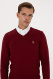 USPA Men Jumper V/Neck Bordeaux VR014 USPJR393 US POLO ASSN.