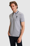 USPA Men Polo Shirt BP#3 USPA Grey Melange VR086 USPOM355 US Polo Assn.