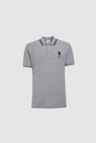 USPA Men Polo Shirt BP#3 USPA Grey Melange VR086 USPOM355 US Polo Assn.