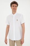 USPA Shirt Men White VR013 USPSH318 Regular Half Sleeve US Polo Assn. USPA