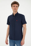 USPA Shirt Men Navy VR033 USPSH335 Regular Half Sleeve US Polo Assn.