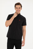 USPA Shirt Men Black VR046 USPSH334 Regular Half Sleeve US Polo Assn. USPA