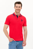 USPA Polo Shirt Men Red VR030 USPOM215 Big Pony Logo Number 3 US Polo Assn.