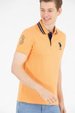 USPA Polo Shirt Men Orange VR051 USPOM219 Big Pony Logo Number 3 US Polo Assn.