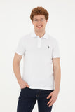 USPA Polo Shirt Men White VR013 USPOM254 Single Color Horse US Polo Assn.