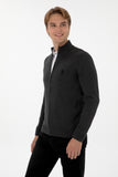 USPA Men Cardigan Zipper Anthracite Melange VR081 USPCN084 US POLO ASSN.
