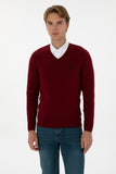USPA Men Jumper V/Neck Bordeaux VR014 USPJR392 US POLO ASSN.