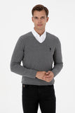 USPA Men Jumper V/Neck Grey Melange VR086 USPJR401 US POLO ASSN.
