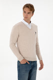 USPA Men Jumper V/Neck Stone Melange VR225 USPJR400 US POLO ASSN.
