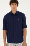 USPA Shirt Men Navy VR033 USPSH309 Custom Full Sleeve US Polo Assn.