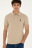 USPA Polo Shirt Men Light Khaki VR183 USPOM240 USPA LOGO US Polo Assn.