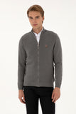 USPA Men Cardigan Zipper Grey Melange VR086 USPCN083 US POLO ASSN.