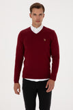 USPA Men Jumper V/Neck Bordeaux VR014 USPJR393 US POLO ASSN.