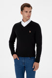USPA Men Jumper V/Neck Black VR046 USPJR385 US POLO ASSN.